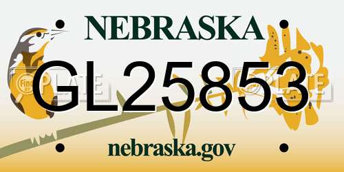 GL25853 Nebraska License Plate