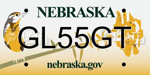 GL55GT Nebraska License Plate