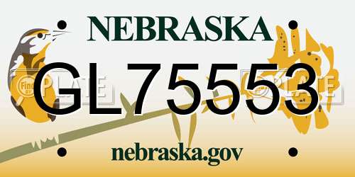 GL75553 Nebraska License Plate