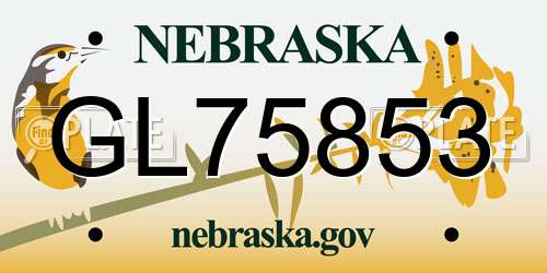 GL75853 Nebraska License Plate
