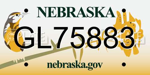 GL75883 Nebraska License Plate