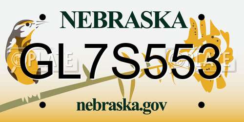 GL7S553 Nebraska License Plate