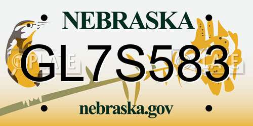 GL7S583 Nebraska License Plate