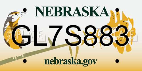 GL7S883 Nebraska License Plate