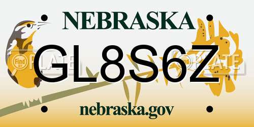 GL8S6Z Nebraska License Plate
