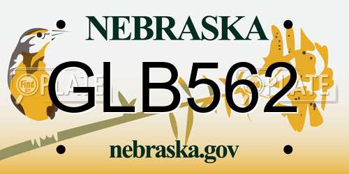 GLB562 Nebraska License Plate