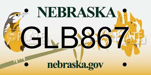 GLB867 Nebraska License Plate
