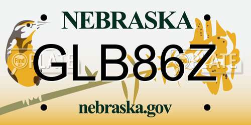 GLB86Z Nebraska License Plate