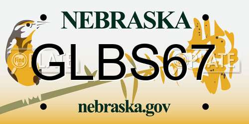 GLBS67 Nebraska License Plate