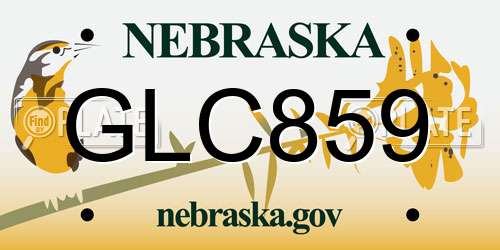 GLC859 Nebraska License Plate
