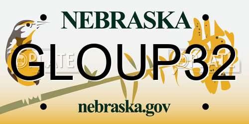 GLOUP32 Nebraska License Plate