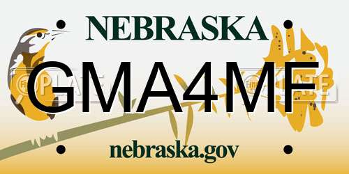 GMA4MF Nebraska License Plate