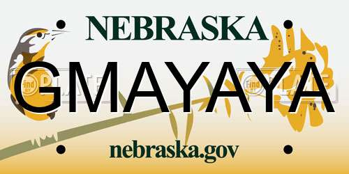 GMAYAYA Nebraska License Plate