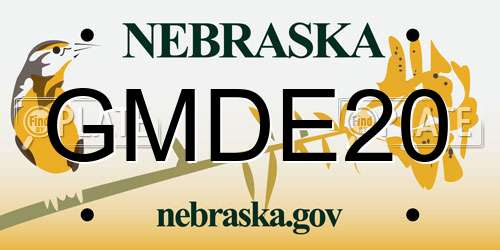 GMDE20 Nebraska License Plate