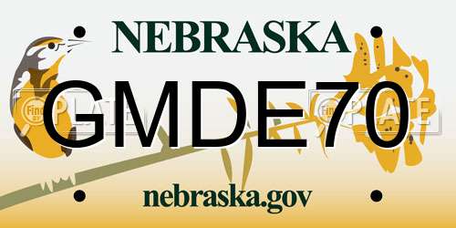 GMDE70 Nebraska License Plate