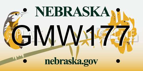 GMW177 Nebraska License Plate