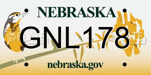 GNL178 Nebraska License Plate