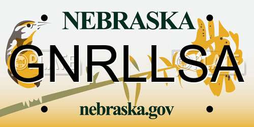 GNRLLSA Nebraska License Plate