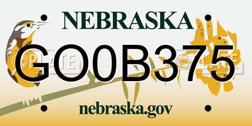 GO0B375 Nebraska License Plate