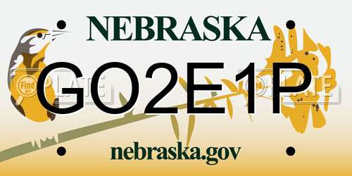 GO2E1P Nebraska License Plate