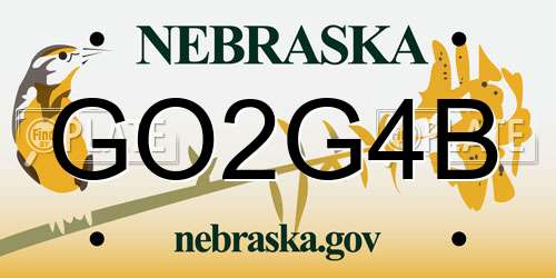 GO2G4B Nebraska License Plate