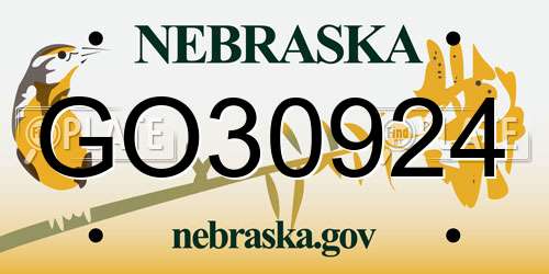 GO30924 Nebraska License Plate