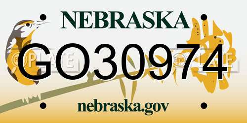 GO30974 Nebraska License Plate