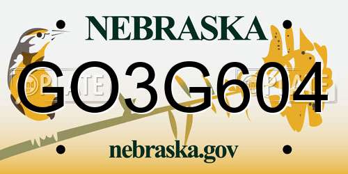GO3G604 Nebraska License Plate