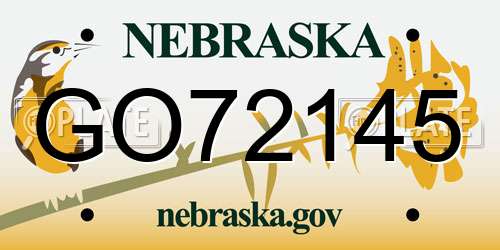 GO72145 Nebraska License Plate