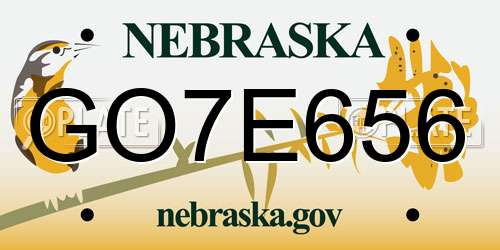 GO7E656 Nebraska License Plate