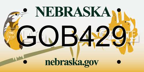 GOB429 Nebraska License Plate