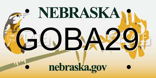 GOBA29 Nebraska License Plate