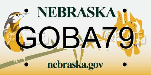 GOBA79 Nebraska License Plate