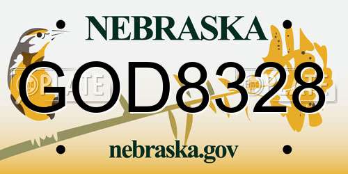 GOD8328 Nebraska License Plate
