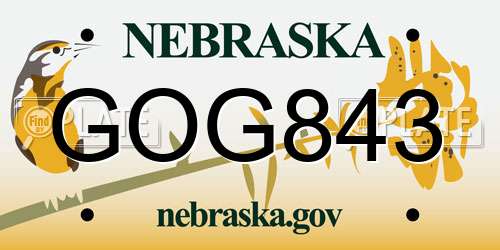 GOG843 Nebraska License Plate
