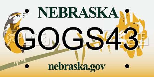 GOGS43 Nebraska License Plate