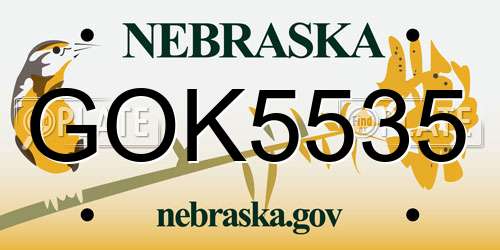GOK5535 Nebraska License Plate
