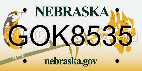 GOK8535 Nebraska License Plate