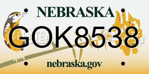 GOK8538 Nebraska License Plate