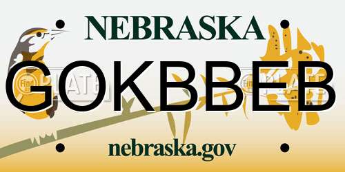 GOKBBEB Nebraska License Plate