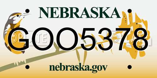 GOO5378 Nebraska License Plate