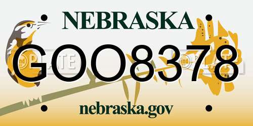 GOO8378 Nebraska License Plate