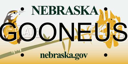 GOONEUS Nebraska License Plate