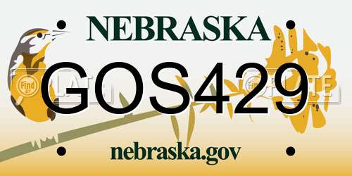 GOS429 Nebraska License Plate