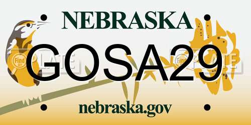 GOSA29 Nebraska License Plate