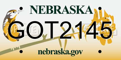GOT2145 Nebraska License Plate