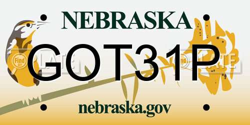 GOT31P Nebraska License Plate