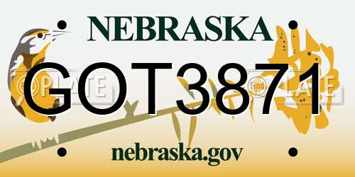 GOT3871 Nebraska License Plate