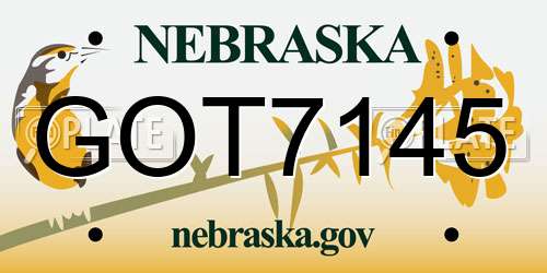 GOT7145 Nebraska License Plate