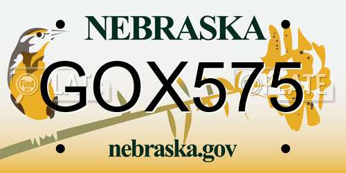 GOX575 Nebraska License Plate